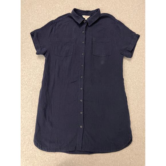 Weatherproof Vintage Tunic Short Dress Womens XL Short Sleeve Button Up Navy - Picture 1 of 11